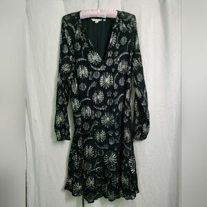 Boden firework jacquard swing mini dress black